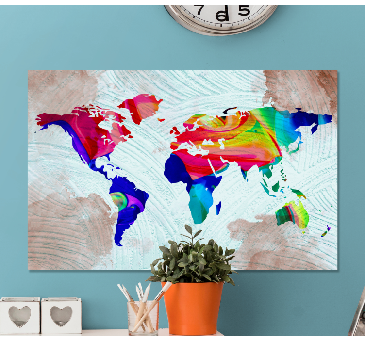 Tableau carte du monde Artistique multicolore - TenStickers