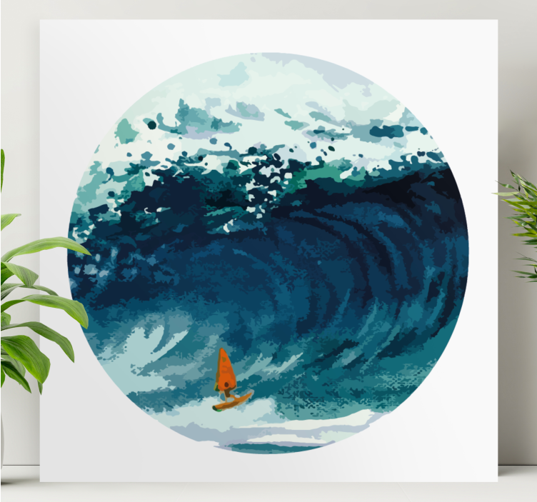 Tableau mer surfeur chevauchant la vague - TenStickers