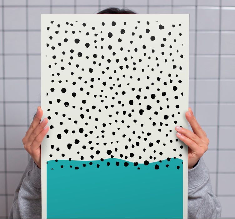 Tableau moderne motif aqua à pois - TenStickers