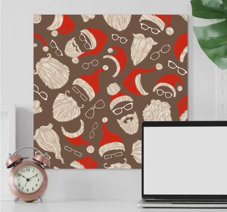 Tableau de noel sticker de visage de père noël vintage - TenStickers