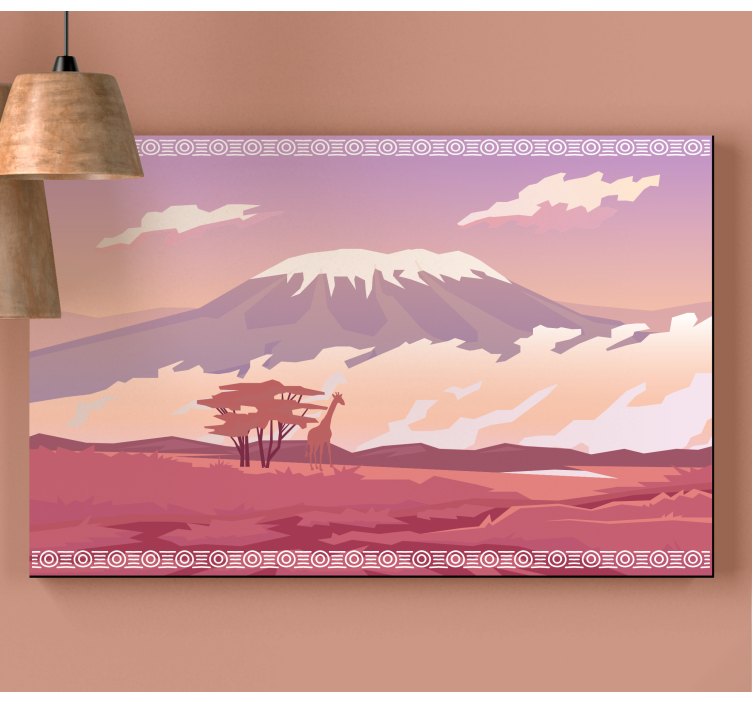 Tableau paysages vue de montagne avec girafes - TenStickers