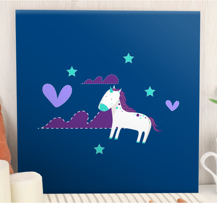 Tableau enfant Licorne simple avec des étoiles - TenStickers