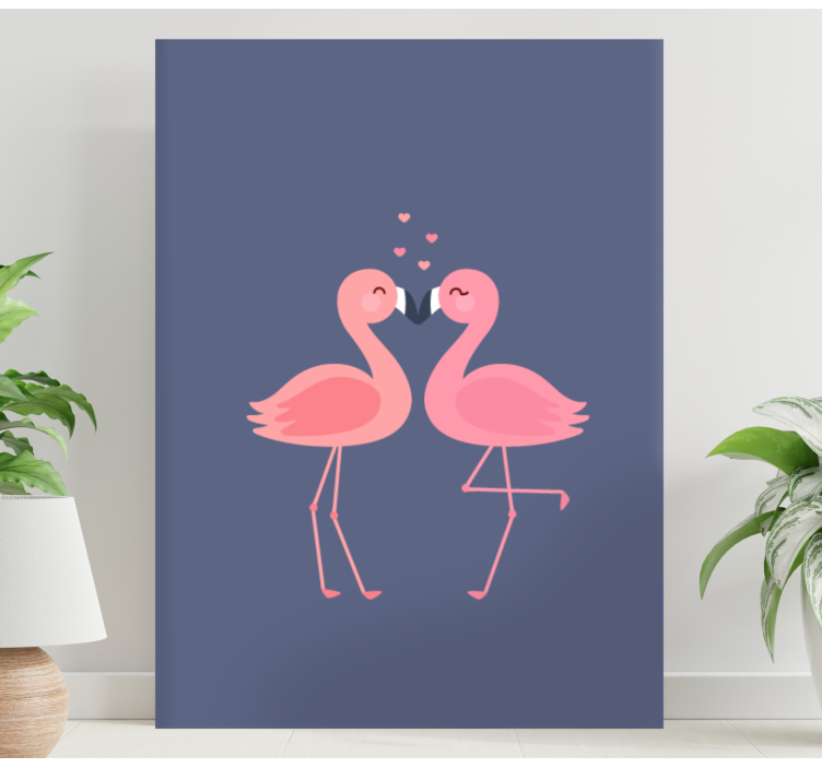 Tableau entrée Flamants roses formant un coeur - TenStickers