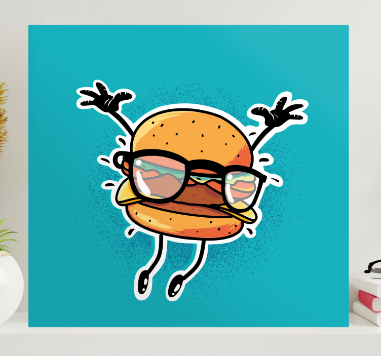 Tableau texte personnage de burger joyeux - TenStickers