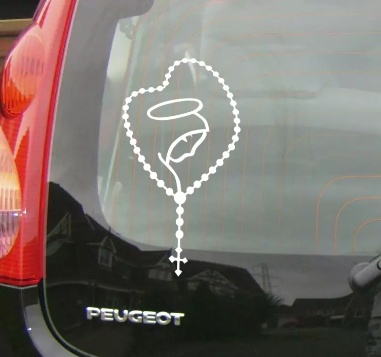 Sticker voiture chapelet Marie - TenStickers