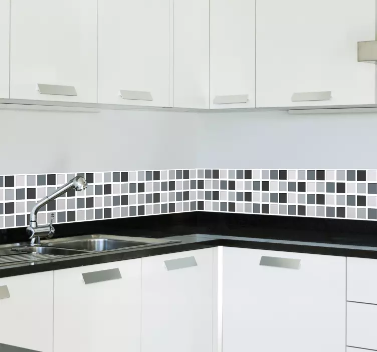 Sticker salle de bain - Frise autocollante carreaux gris - TenStickers