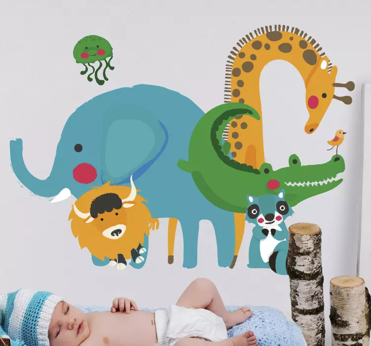 Sticker Chambre Enfant Animaux de la Jungle - TenStickers