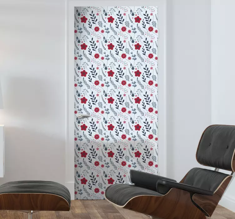 Sticker meuble salle de bain motif fleurs rouges - TenStickers