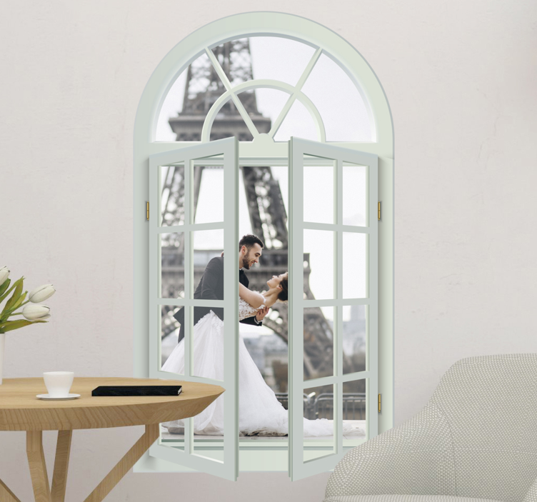 Sticker trompe l'œil fenêtre avec vue personnalisable - TenStickers