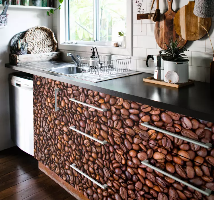 Sticker pièce grains de café - TenStickers