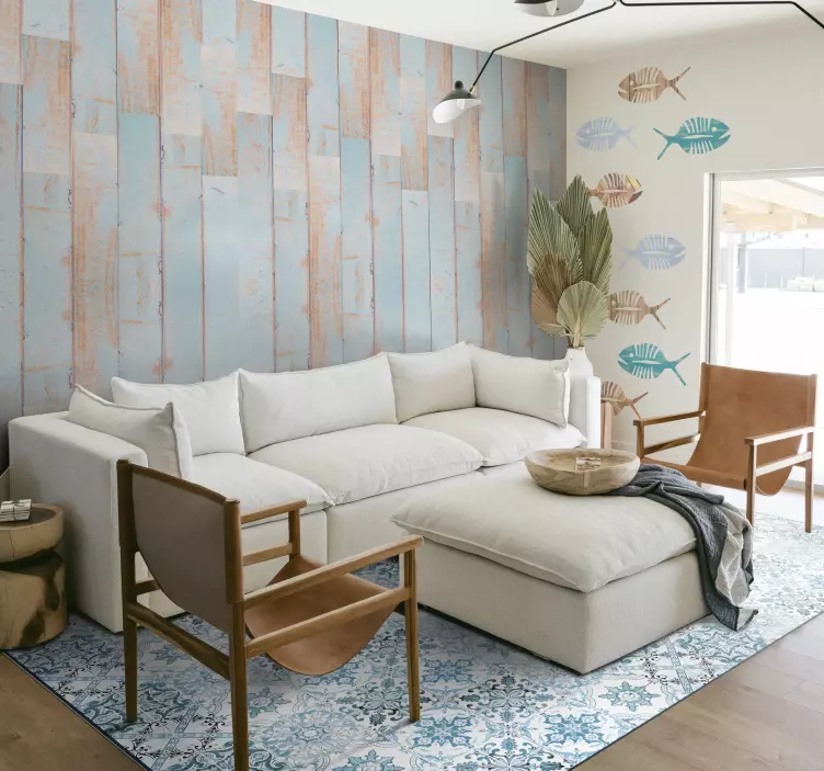 Stickers poissons texture bois - TenStickers