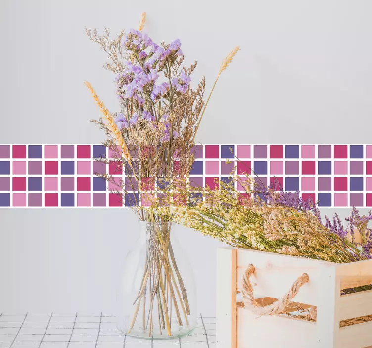 Autocollant de bordure de carreaux de tons violets - TenStickers