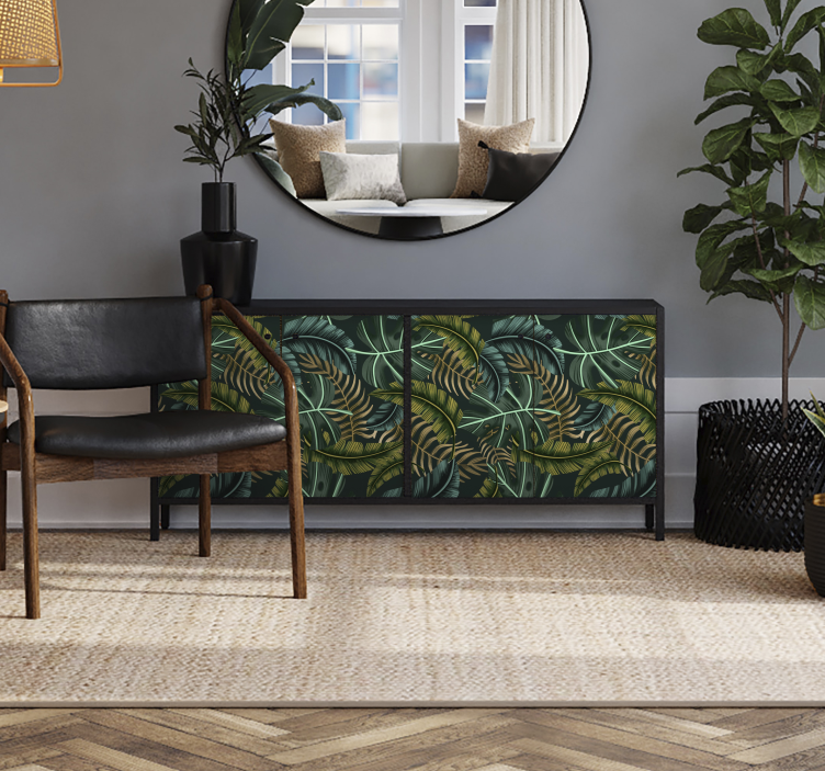 Adhésif meuble feuilles tropicales décoratives - TenStickers