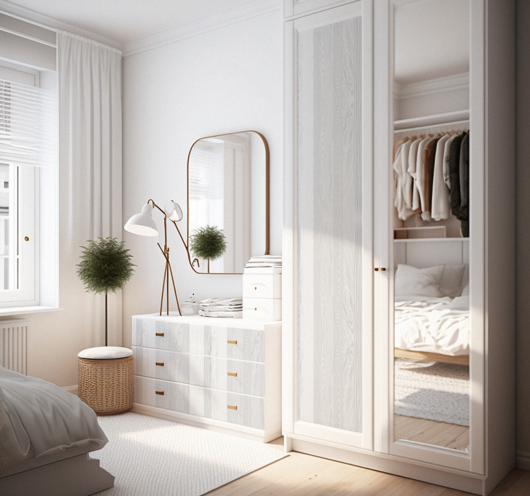 Adhésif meuble texture de bois blanc - TenStickers