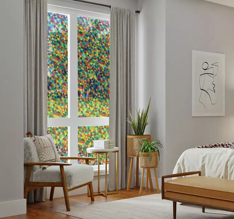 Sticker vitre translucide géométrique - TenStickers