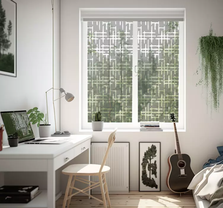 Sticker vitre lignes transparantes croisées - TenStickers