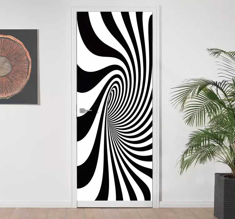 Sticker Porte effet visuel noir et blanc - TenStickers