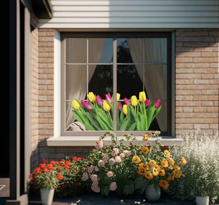 Sticker Vitre Bouquet de Tulipes - TenStickers