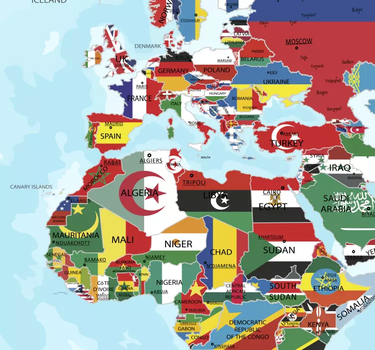 Stickers Monde drapeaux du monde - TenStickers