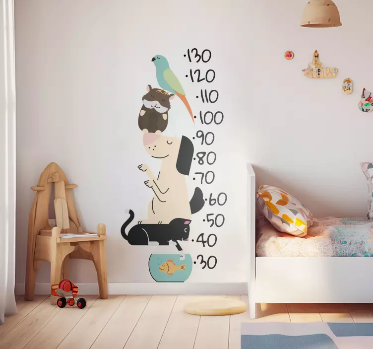 Sticker chambre enfant mesureur de hauteur des animaux - TenStickers