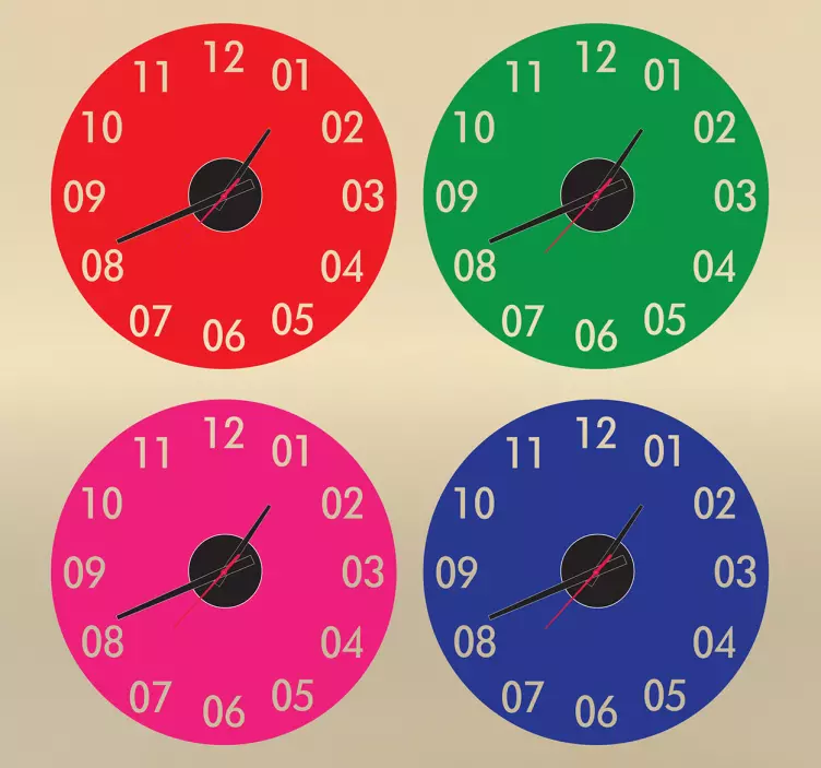 Sticker horloge rond coloré - TenStickers