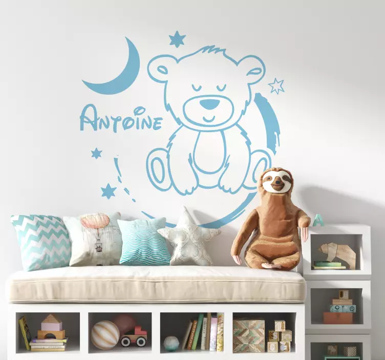 Sticker chambre enfant ours mignon avec des étoiles - TenStickers