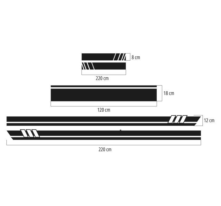 Autocollant voiture ensemble de 5 pièces à rayures - TenStickers