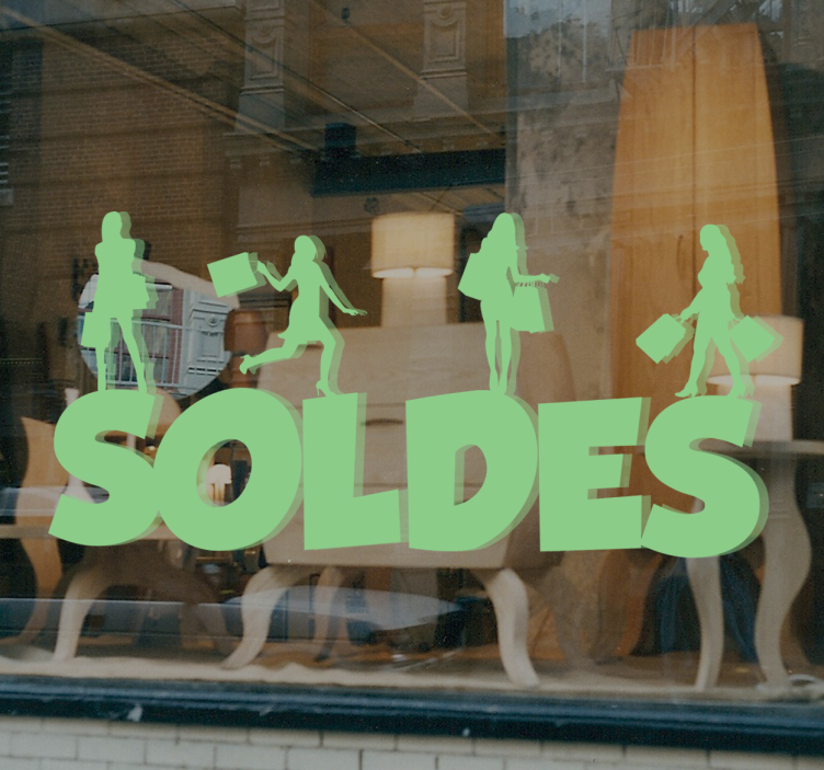 Sticker vitrine soldes avec silhouettes - TenStickers
