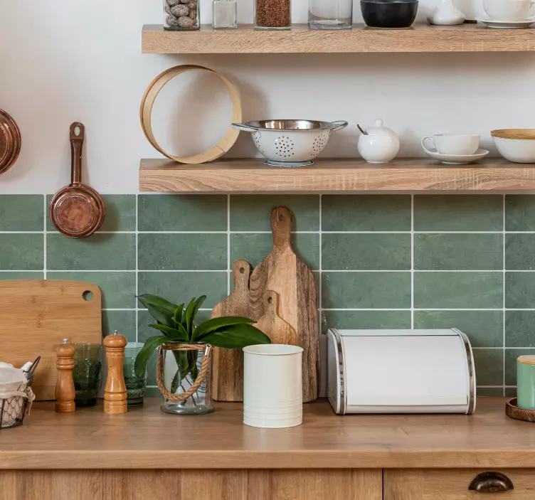 Sticker carrelage briques vertes rectangulaires - TenStickers