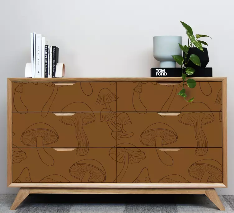 Adhésif meuble motif champignon marron - TenStickers