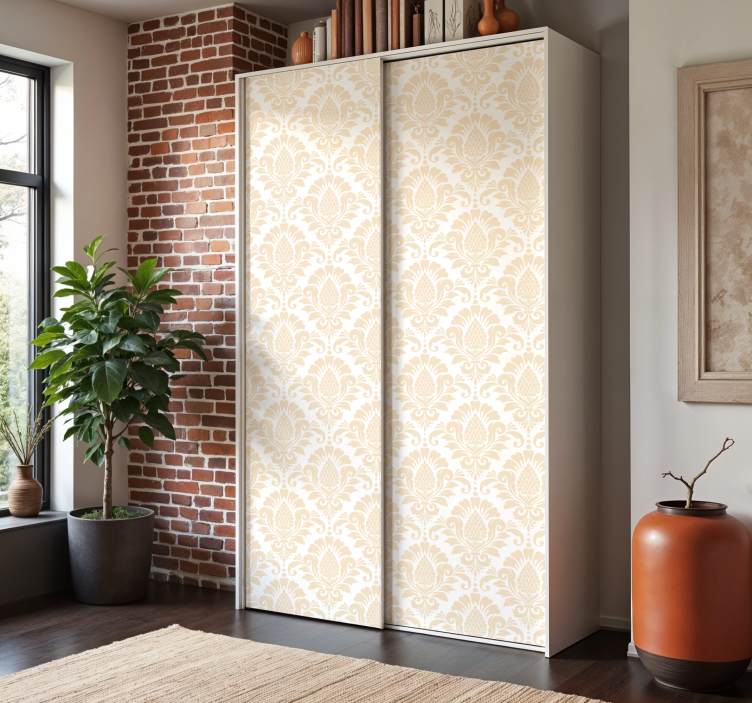 Adhésif meuble motif damassé beige - TenStickers