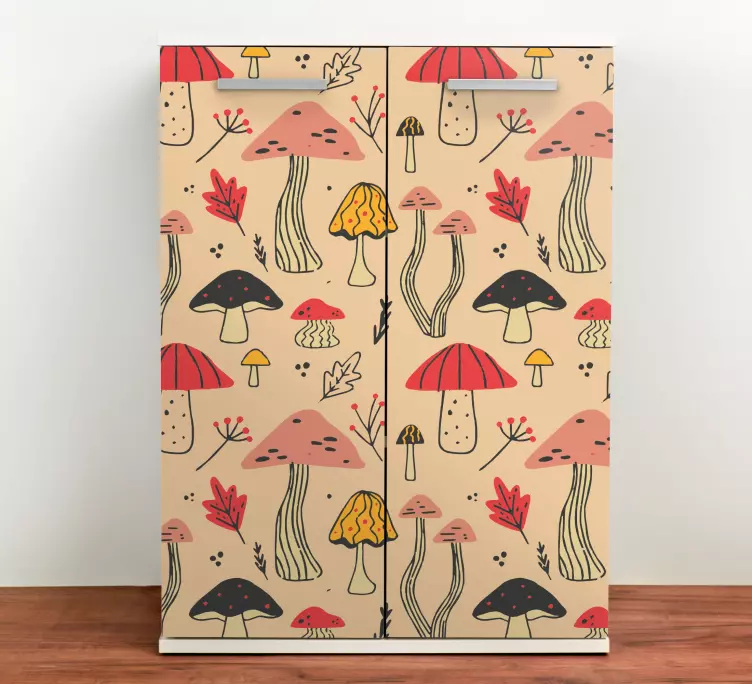 Adhésif meuble motif floral champignon - TenStickers