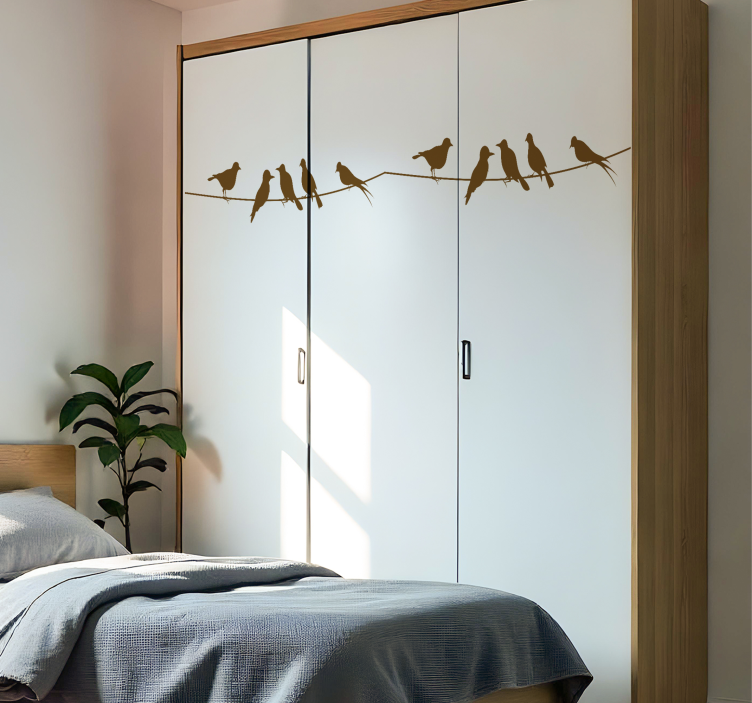 Adhésif meuble oiseaux sur fil - TenStickers