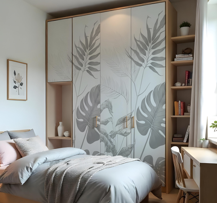 Adhésif meuble plantes noires et blanches - TenStickers