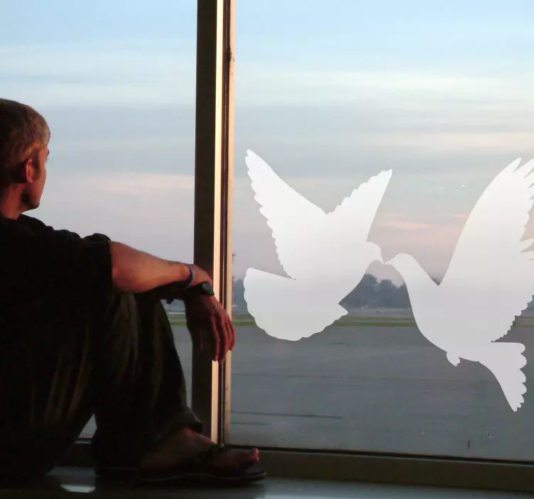 Sticker fenêtre oiseaux motif silhouettes colombes - TenStickers