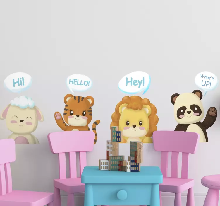 Autocollant animal de compagnie salutations animaux mignons - TenStickers