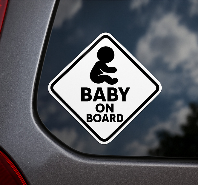 Autocollant bébé à bord conception en noir et blanc - TenStickers
