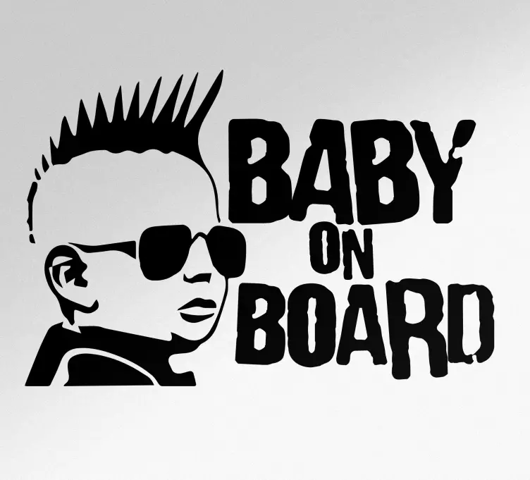 Autocollant bébé à bord portrait de bébé cool - TenStickers