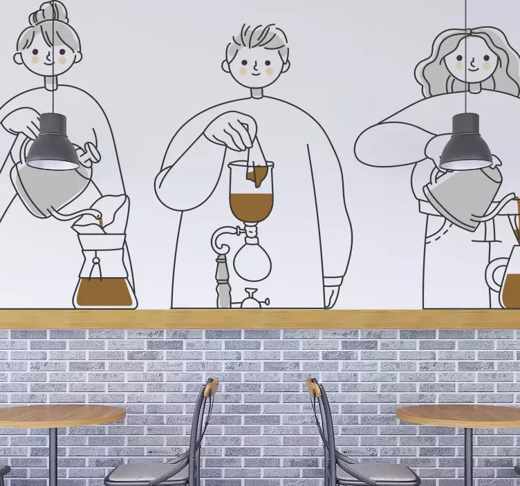 Sticker Illustration méthodes préparation café - TenStickers