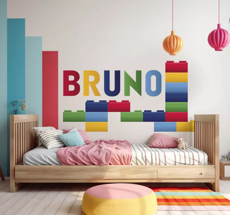 Sticker chambre enfant blocs de couleur avec nom - TenStickers