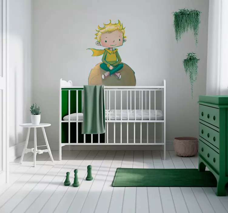 Stickers Dessin Animé Enfant assis planète - TenStickers