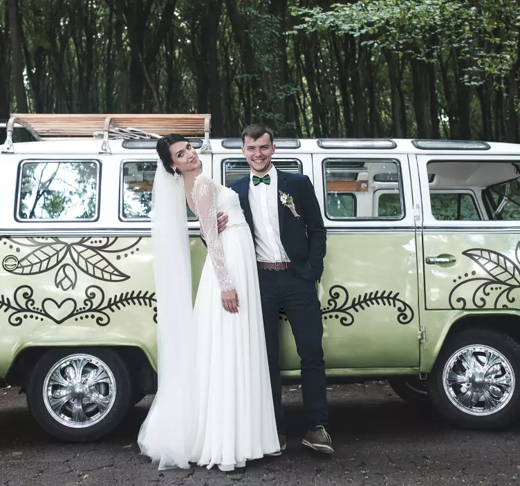 Autocollant de voiture de mariage floral - TenStickers