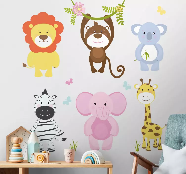 Sticker enfant amis animaux mignons - TenStickers