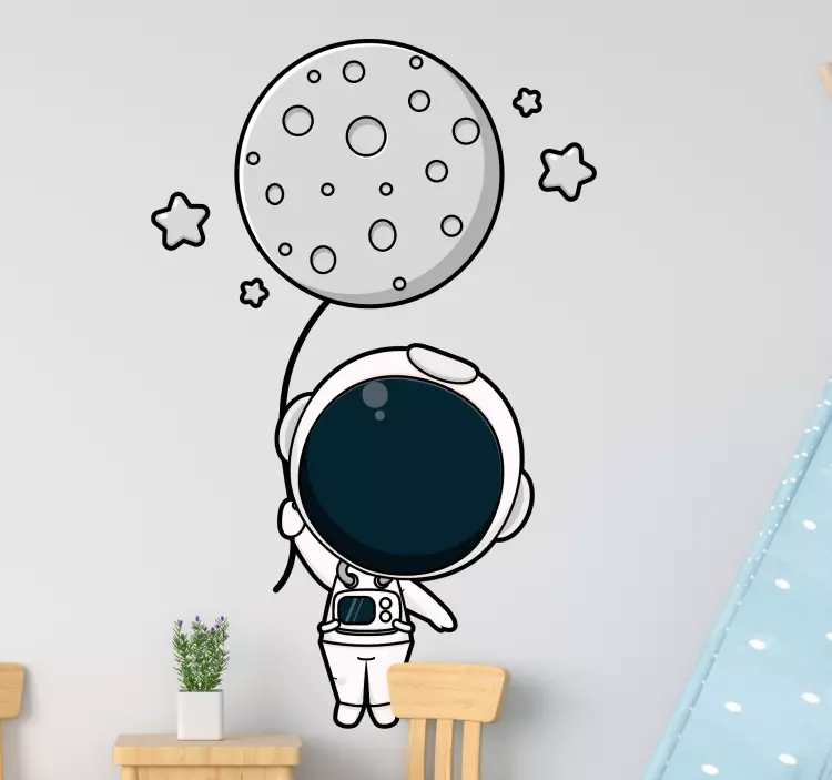 Sticker enfant astronaute avec ballon - TenStickers