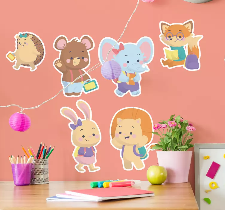 Sticker enfant charmants amis animaux - TenStickers