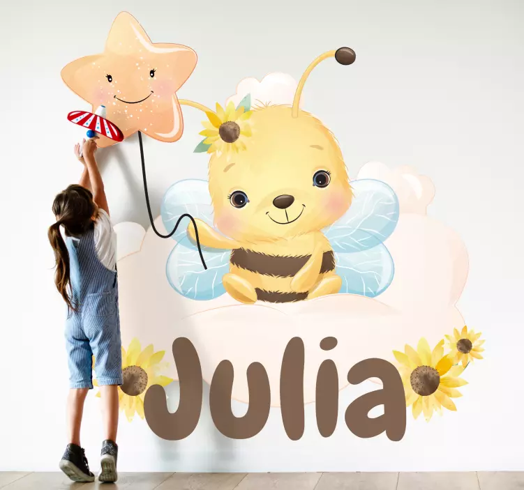 Sticker illustration design d'abeille charmant - TenStickers