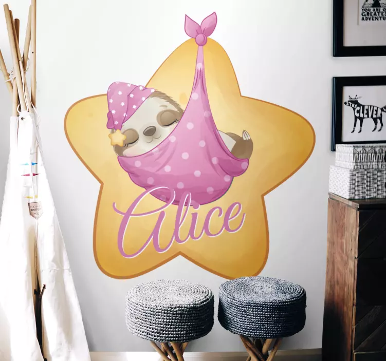 Sticker enfant conception de paresseux endormi - TenStickers