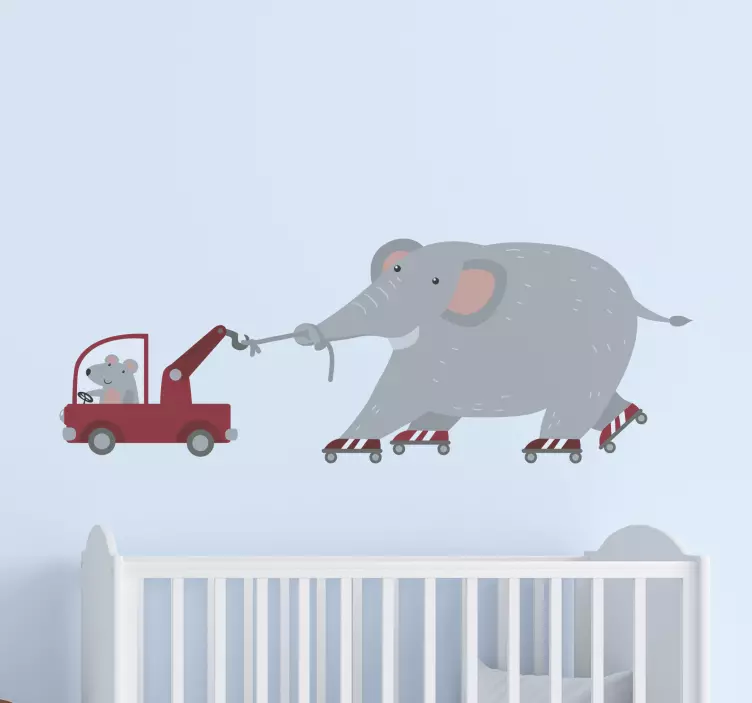 Sticker enfant éléphant et souris - TenStickers