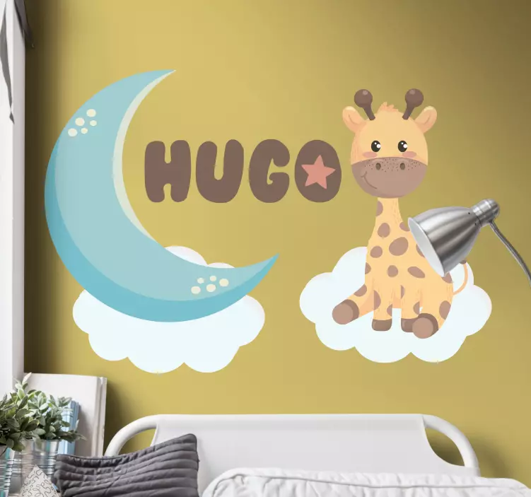 Sticker enfant girafe et lune - TenStickers