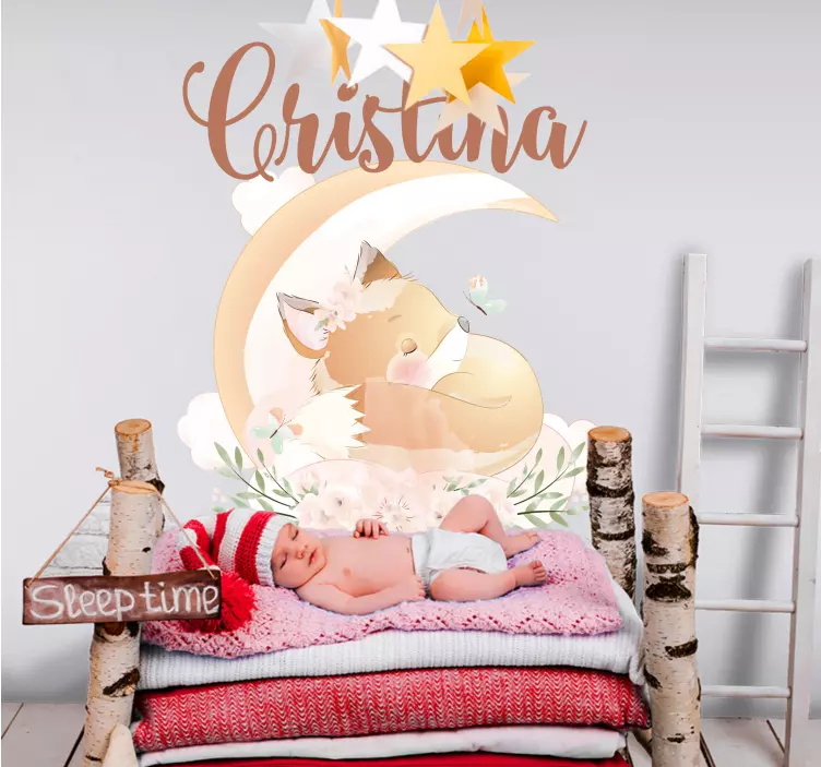 Sticker enfant motif renard personnalisé - TenStickers